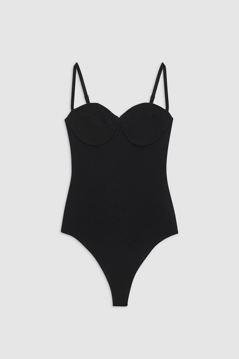 Chemises Anine Bing Via Bodysuit Noir Femme | WIO-1089057